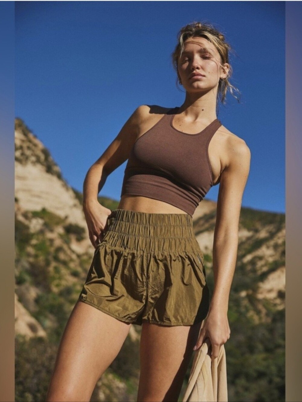 Free People Olive Green Athletic Shorts